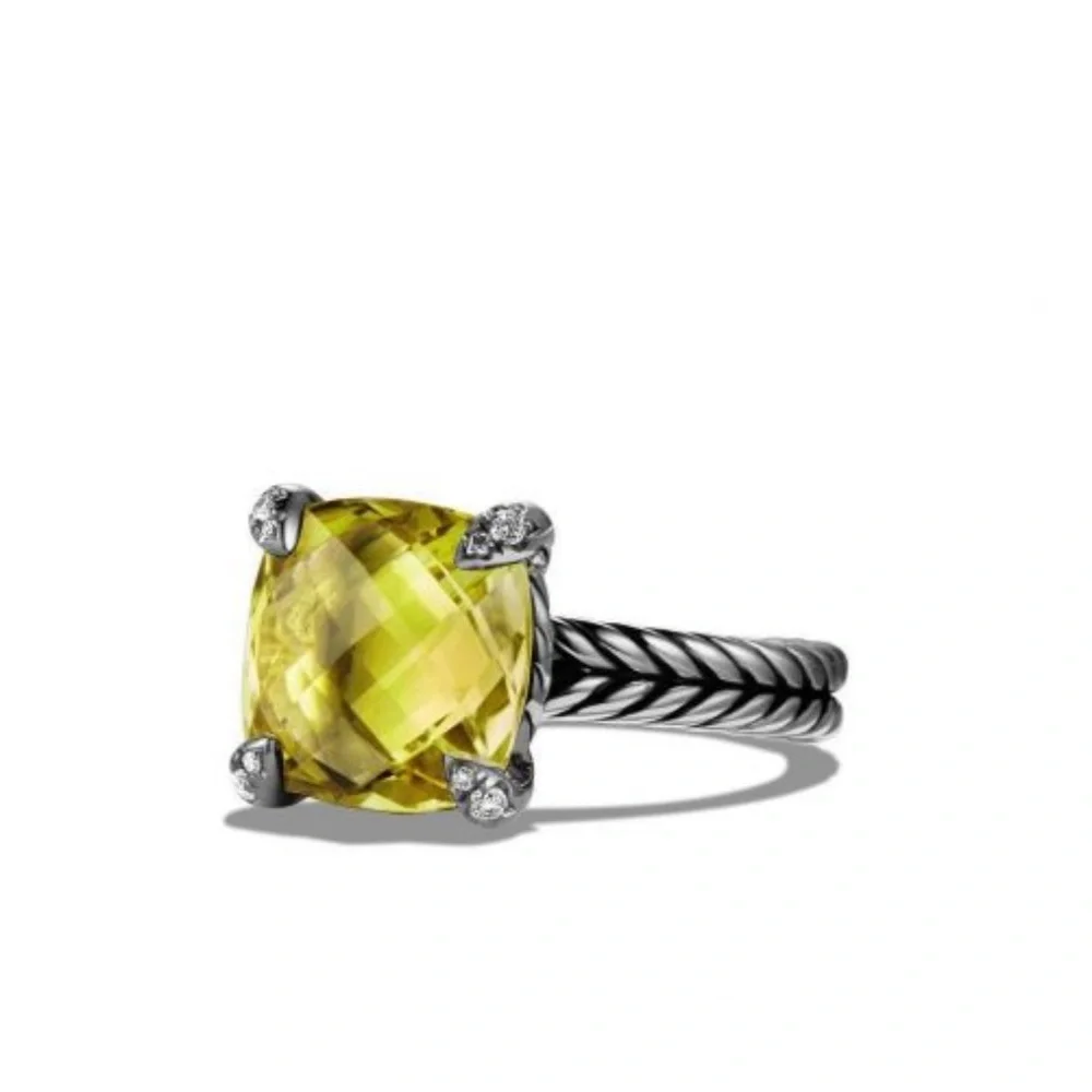David Yurman Chatelaine® Ring with Lemon Citrine and Pavé Diamonds - Picture 13 of 14